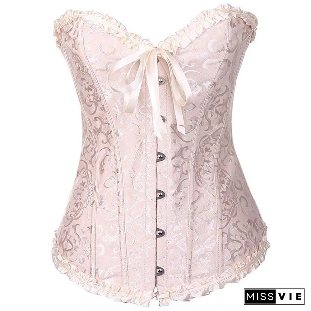 Flower Print Lace Up Corset Tops