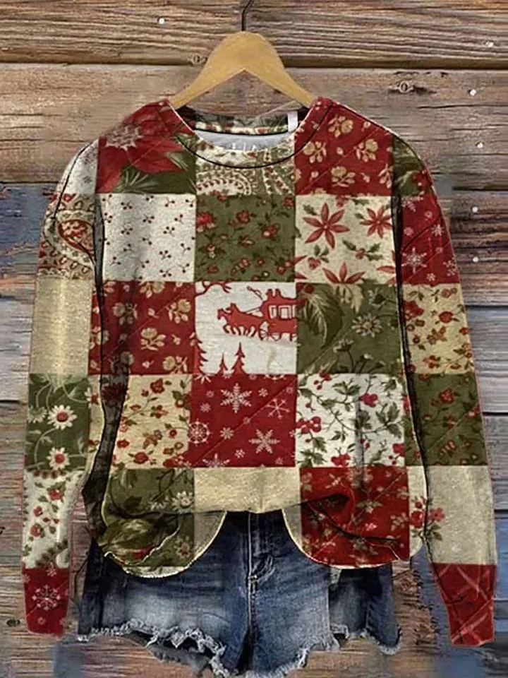 Women's Round Neck Printed Casual Sweatshirt