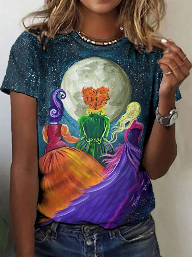 Women's Halloween Sanderson Witch Sisters Print Tee
