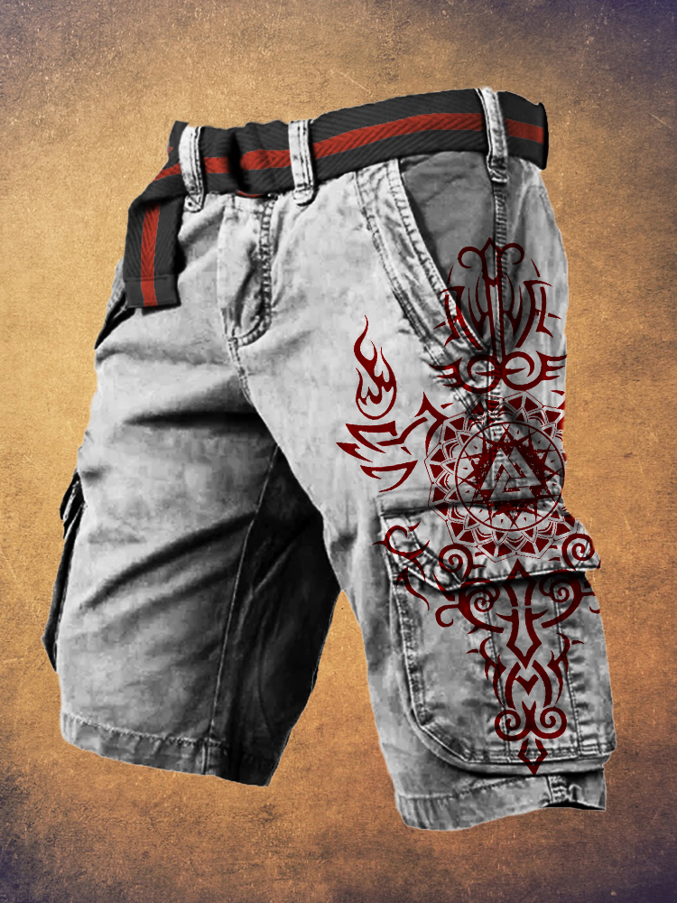 Viking Warrior Print Men's Cargo Shorts wearshes