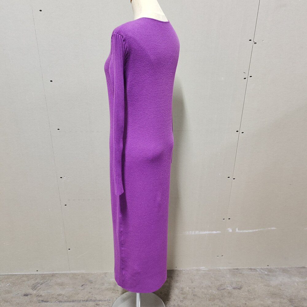 Ootddress Spring New Knitted Sweater Dress V Neck Long Sleeve Bodycon Midi Dress Cardigan Knitwear Ladies Casual White Dresses 2025