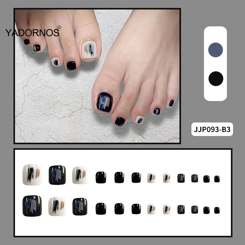24pcs false nails for feet Patch Glue Type Removable Short Paragraph Fashion Manicure Save Time False Toenail Patch TY-Nail Inspo