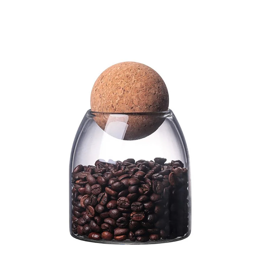 Transparent Glass Sealed Can Glass Storage Tank Food Spice Grains Container with Wood Lid Serving Tea Coffee Spice Sugar Salt