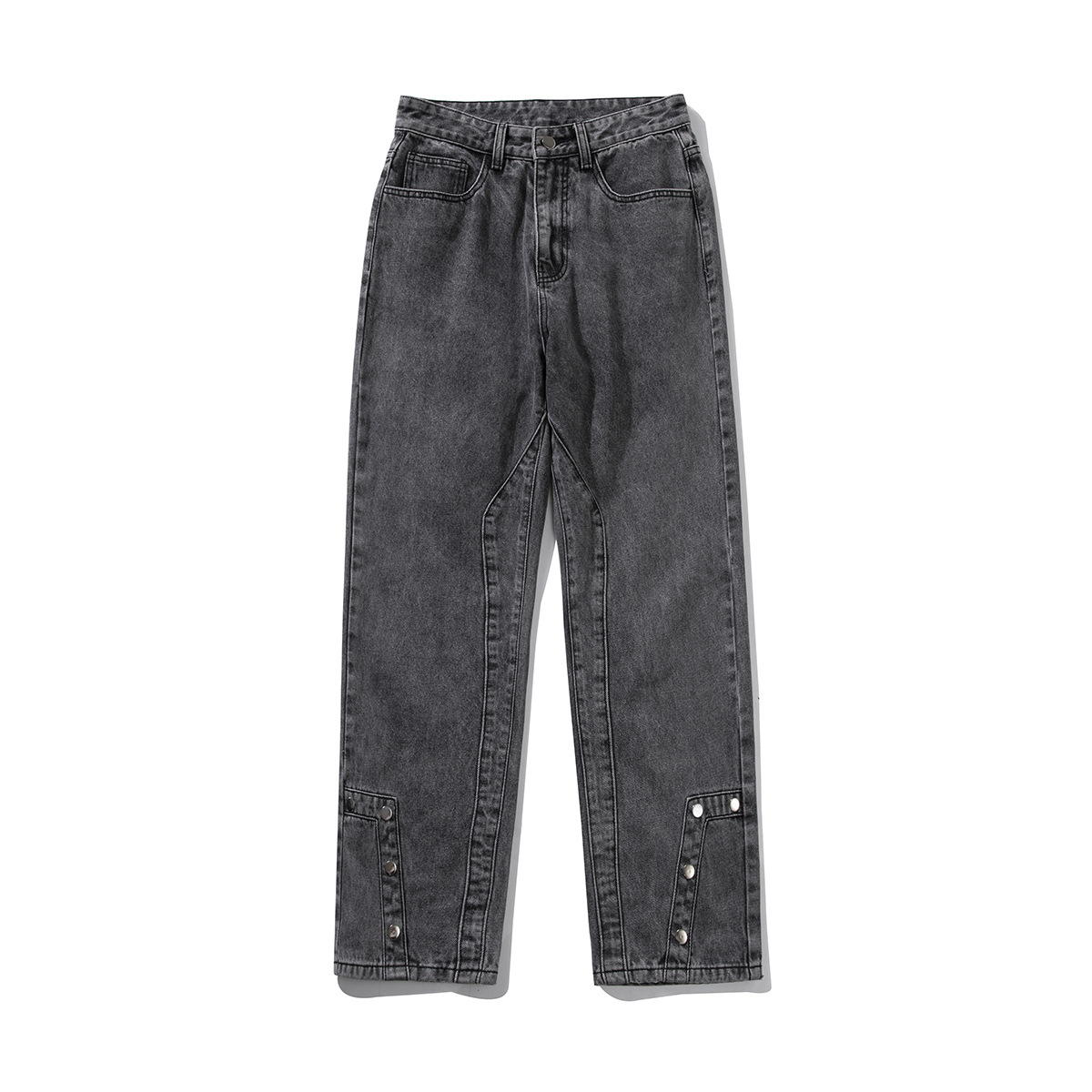 Men's Trendy Patchwork Maillard High Street Yellow Mud-Dyed Washed Straight Jeans - SOPULA