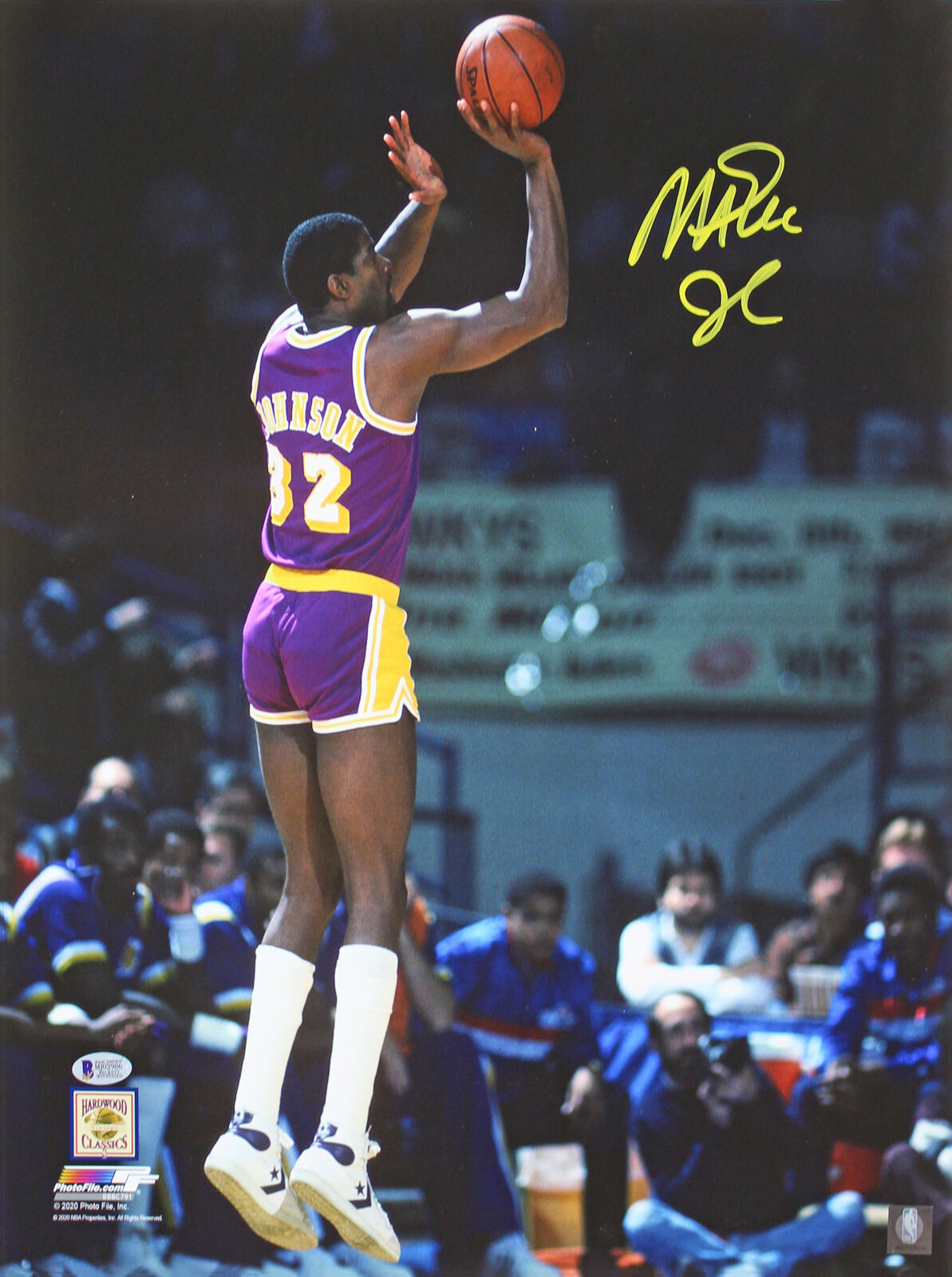 Lakers Magic Johnson Authentic Signed 16x20 Vertical Shooting Photo Poster painting BAS Witness