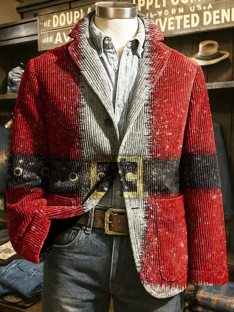 Men's Vintage Christmas Christmas Santa Cos Casual Jacket 