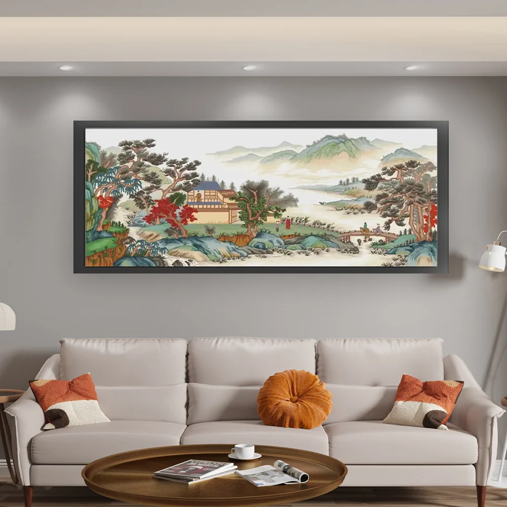 11CT Full Stamped Cross Stitch - Landscape(Canvas|195*83CM)