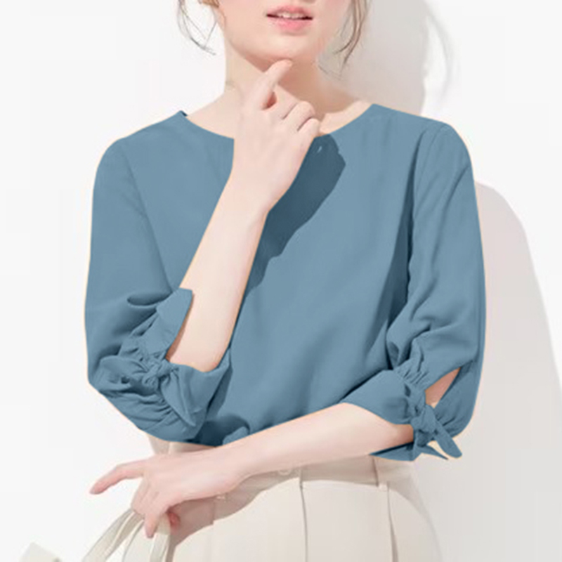 ZANZEA Half Sleeve Tops Casual Loose Solid Blouse Women Bandage Cuff Blusas 2024 Summer O-neck Shirt Vintage Chic Tunics