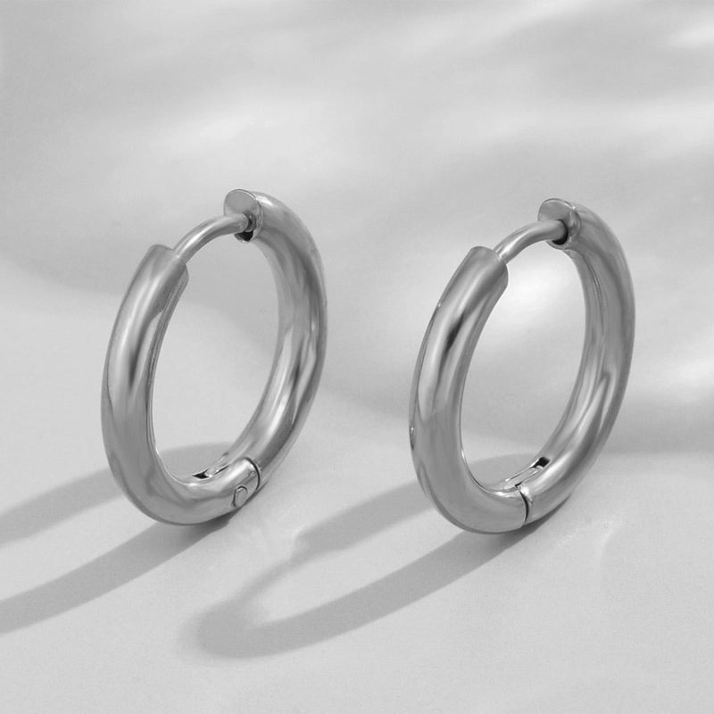 1 Pair Minimalist Triangle Circle Heart Shape Stainless Steel Hoop Earrings