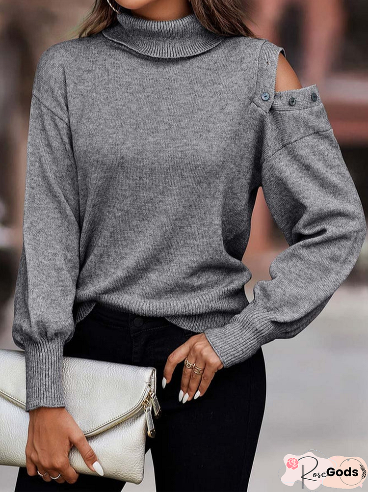 Plain Loose Turtleneck Sweater