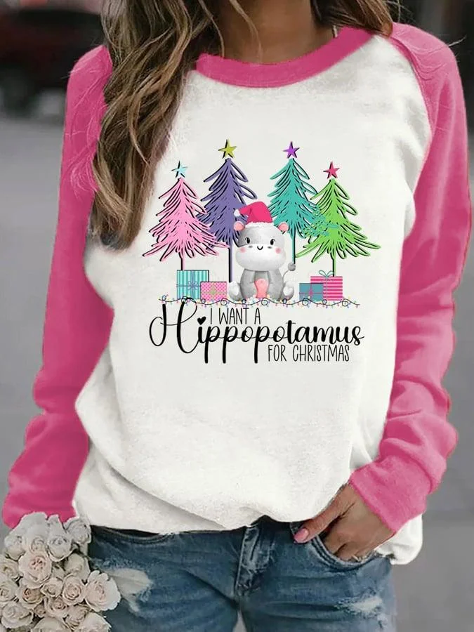 Christmas Print Long Sleeve Sweatshirt