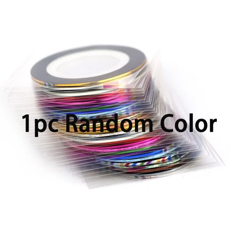 1Pc Nail Strip Stickers Black/Gold/Rose Gold/Silver Multi-Size Metal Strip Tape Nail Art Decoration Adhesive Foil Sticker Decal-Nail Inspo