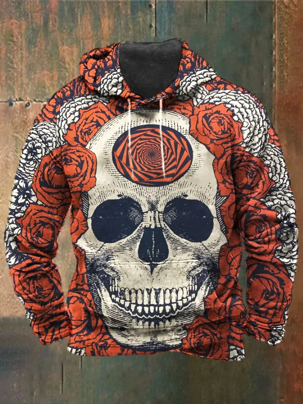 Unisex Skull Print Heavyweight Hoodies