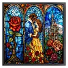 Stained Glass-Beauty And The Beast-Full Embroidery 2 Strands 14CT Stamped Cross Stitch-50*50CM