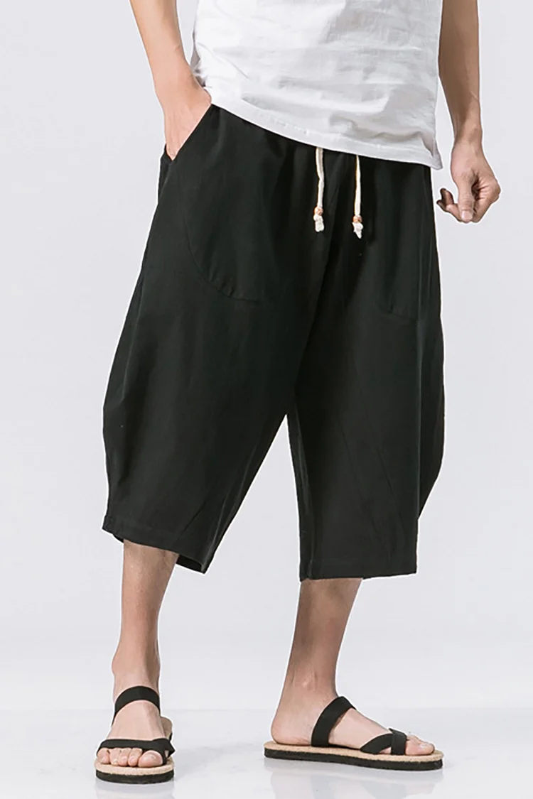 Lace Up Loose Casual Cropped Trousers Harem Pants