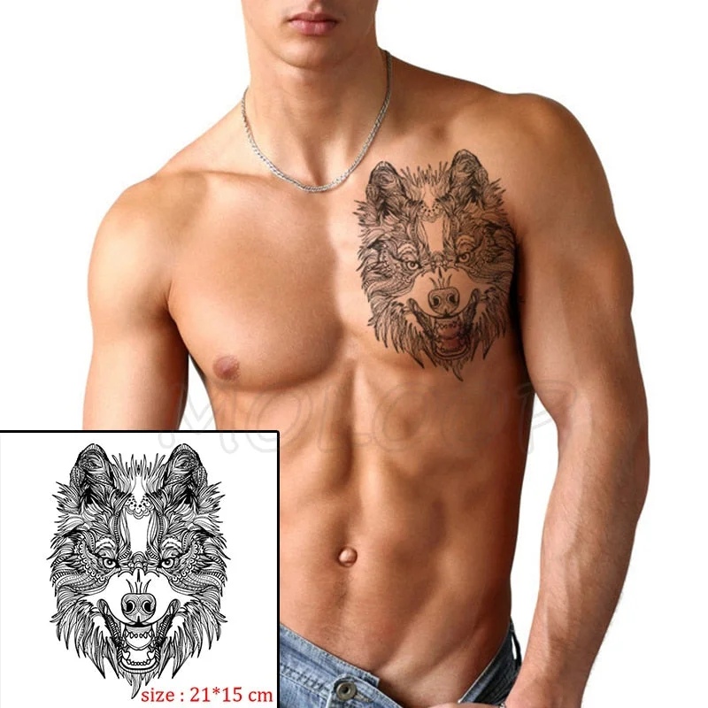 Waterproof Temporary Tattoo Sticker angry wolf mountain tatoo water transfer fake tatoo flash tatto Woman Man kid 14.8*21 cm
