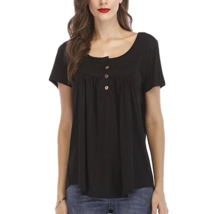 Casual Short Sleeve Button Top for Women | 168DEAL
