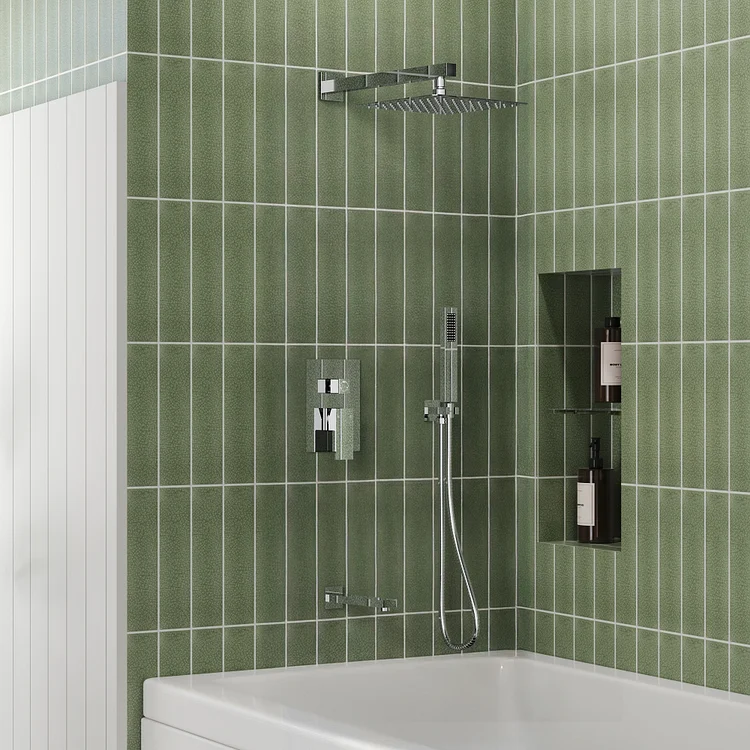 M6603CI-B10BL 10 in. Rain Shower Head System Shower Faucet Combo Set with Bathtub Spout and Handheld Sprayer