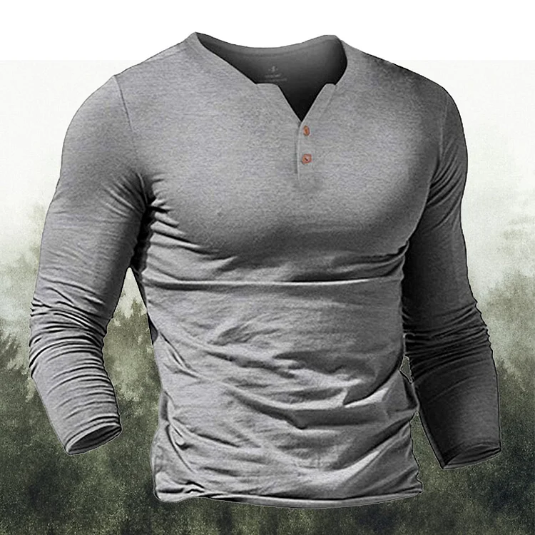Broswear v-neck solid color long-sleeved T-shirt
