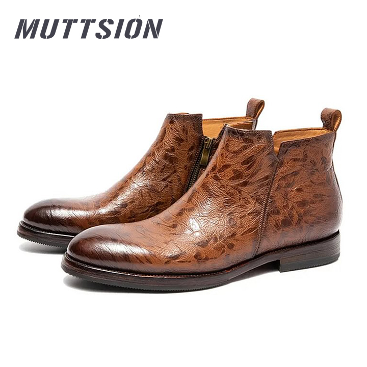MUTTSION Goodyear Handmade Bison Leather Casual Chelsea Boots MUTTSION.COM MUTTSION