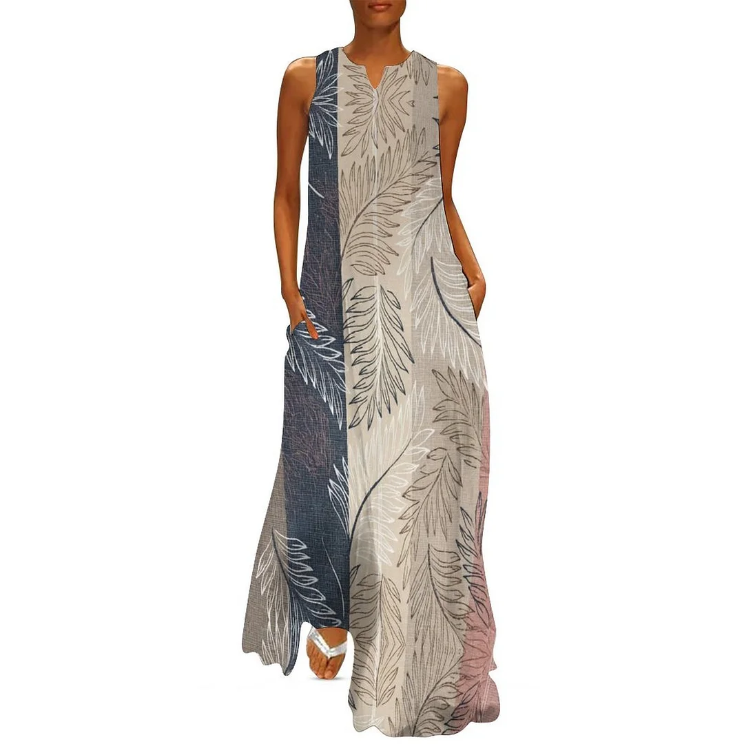 Style & Comfort for Mature Women Plus Size Printed Sleeveless Casual Women Maxi Dress with Pockets in Pattern Pink, Floral, Gray, Striped