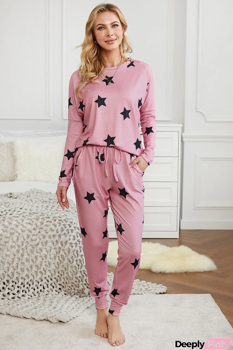 Star Print Two-Piece Set Sports Wear