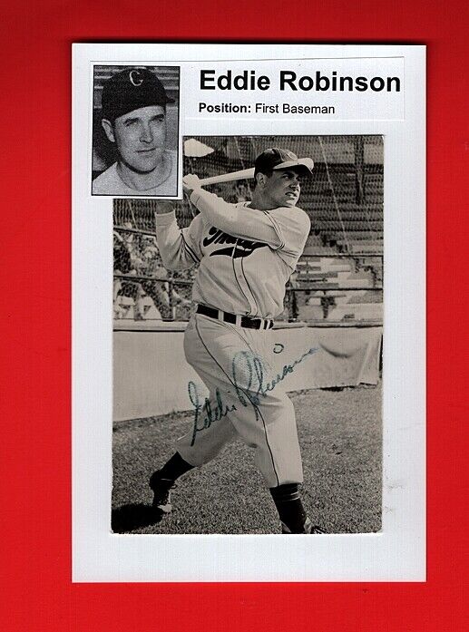 1948 EDDIE ROBINSON-CLEVELAND INDIANS 4X6 AUTOGRAPHED GLOSSY Photo Poster painting-d.2021