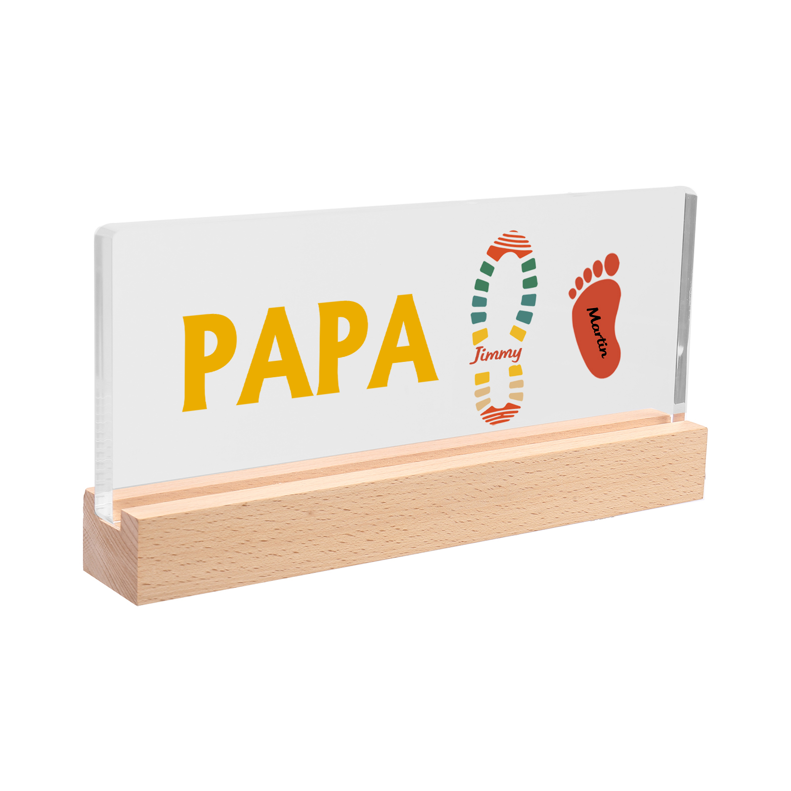 À mon Papa/Papi- Lampe de chevet LED Pieds Bébé 2 Prénoms Personnalisés avec Texte