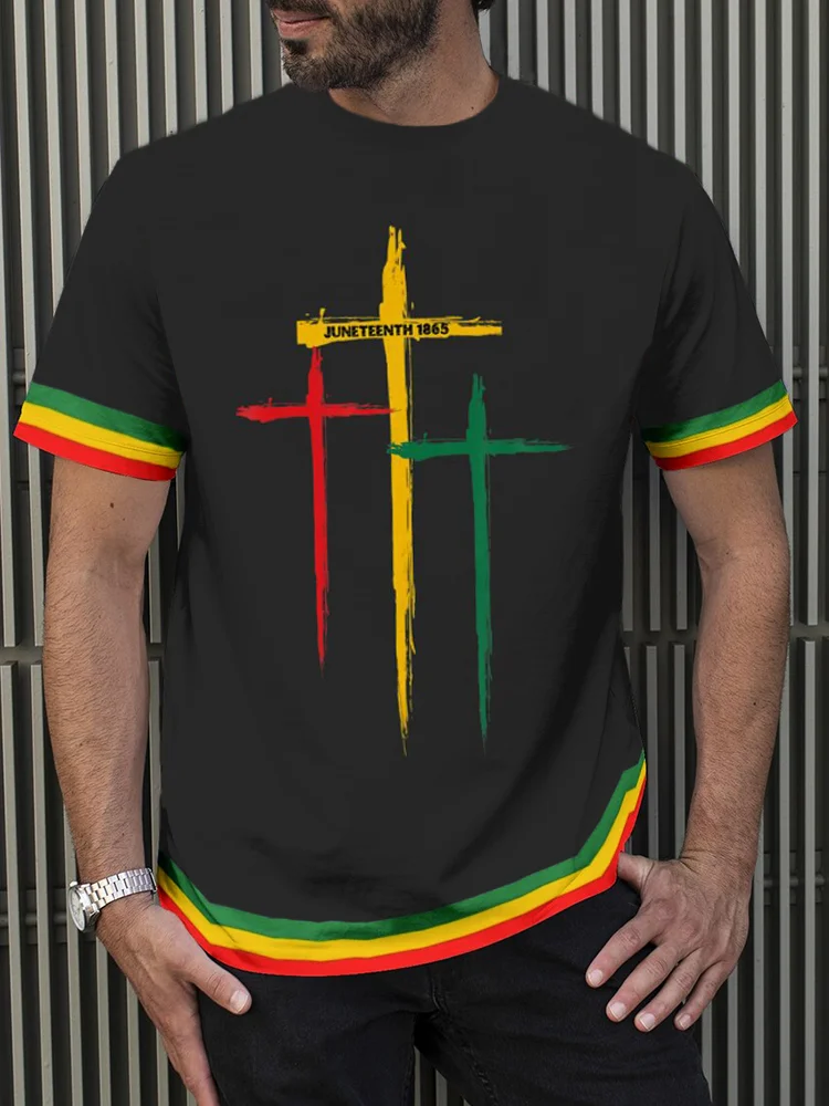 Men's Juneteenth Cross Christian African Black Freedom Day T Shirt
