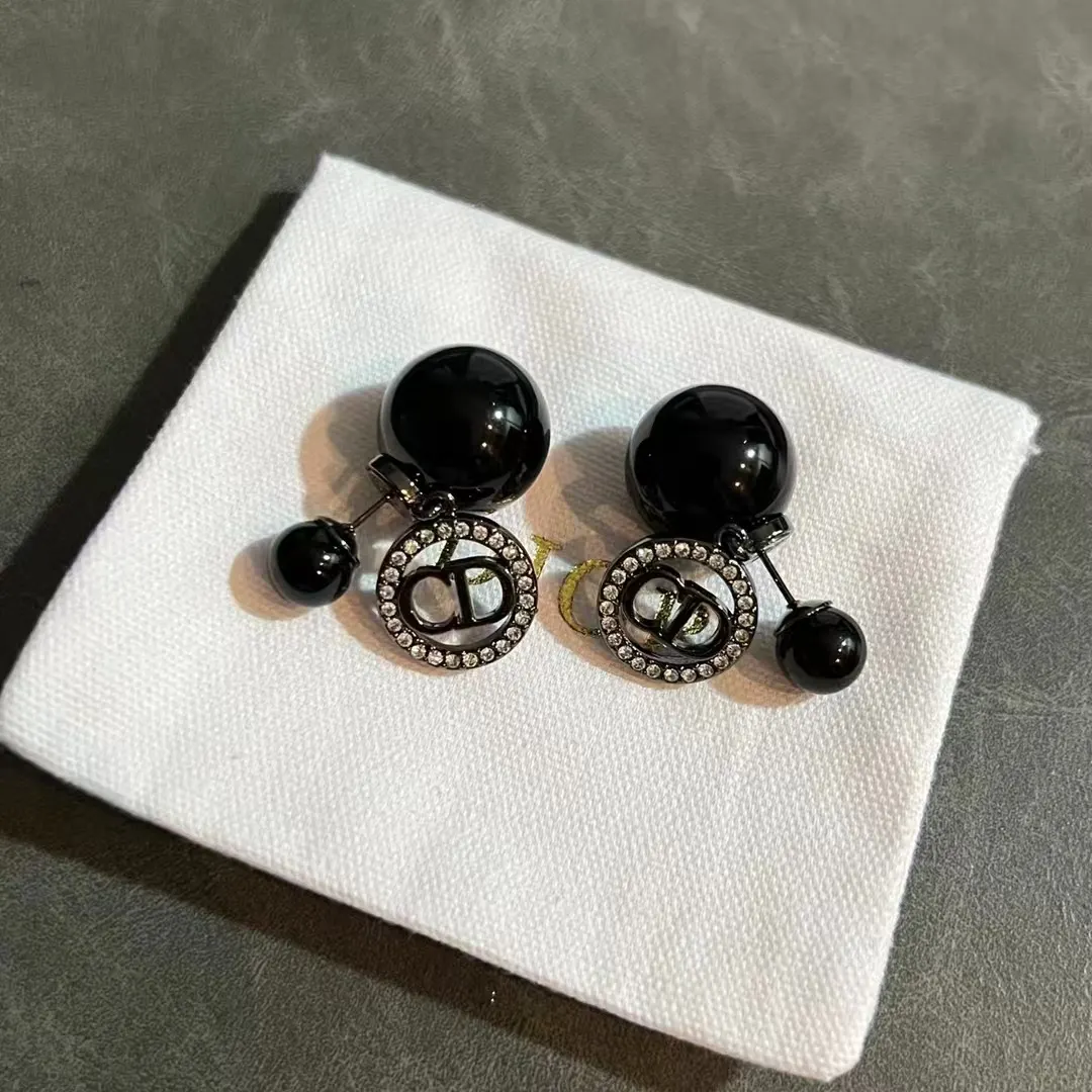 Dior Black Pearl CD Earrings