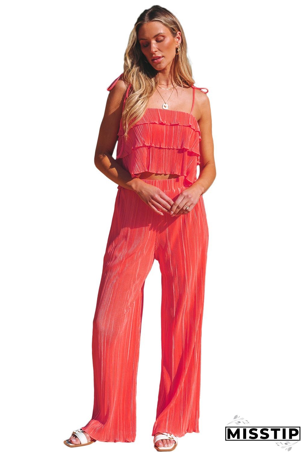 Cami Pleated Wide Leg Pants Set