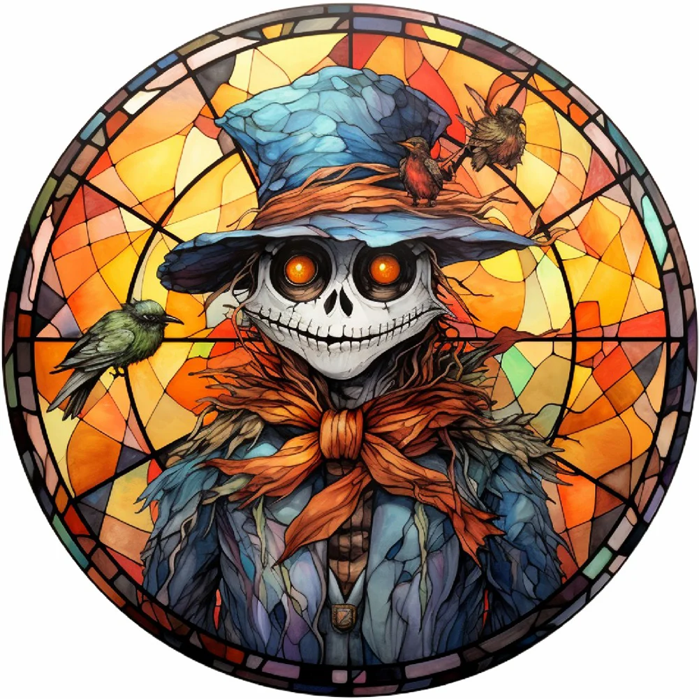 Full Round Diamond Painting - Stained Glass Scary Halloween(Canvas|30*30cm)