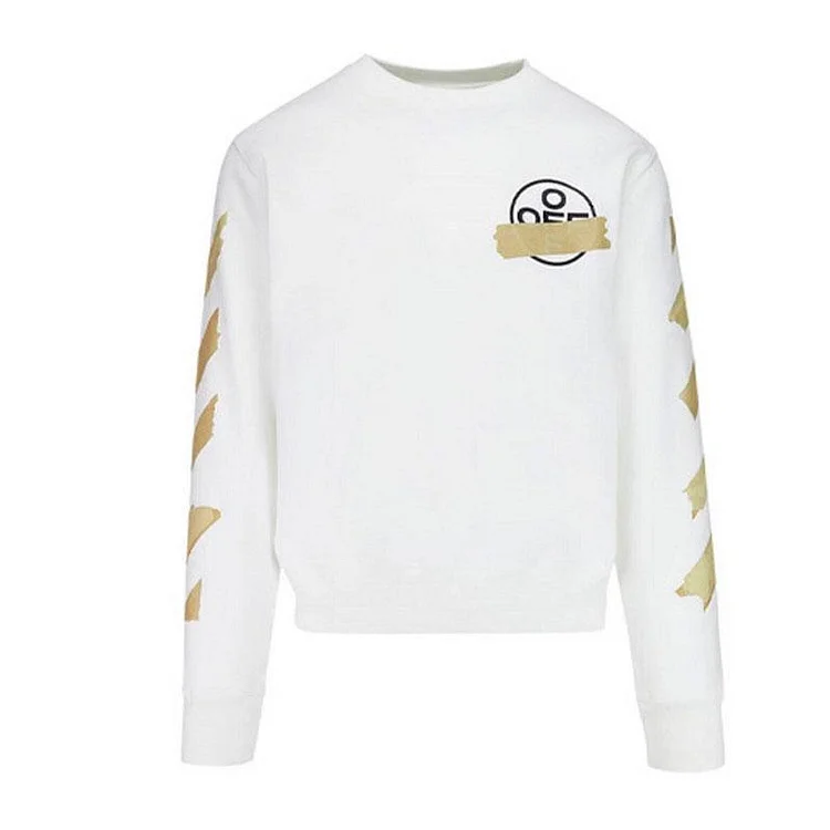 Off White Men's Round Neck Plus Size Casual Sweatshirt Owt