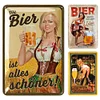 [US Local Warehouse]3PCS Beer Girl - Vintage Metal Signs Set - 30*40cm