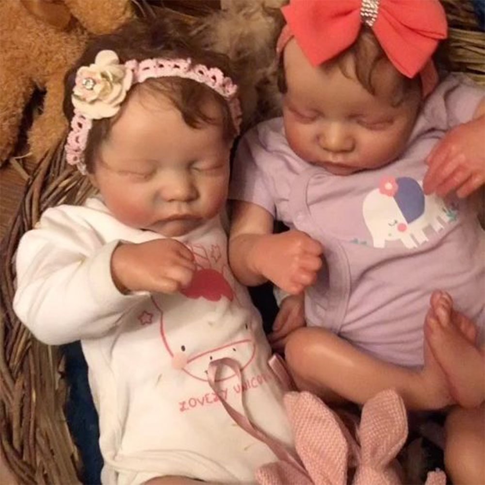 [New Series!] 20" Lifelike Handmade Reborn Newborn Doll Sleeping Girls Named Tita and Mina Looks Really Cute With “Heartbeat” and Sound