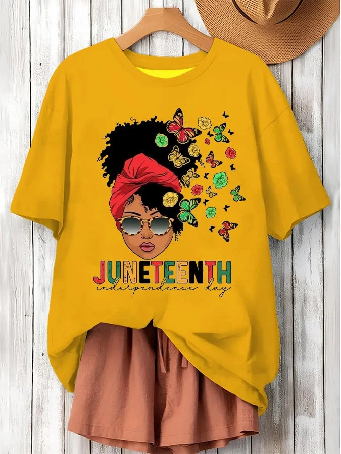 Women's Juneteenth Independence Day Printed Short-Sleeved T-Shirt 