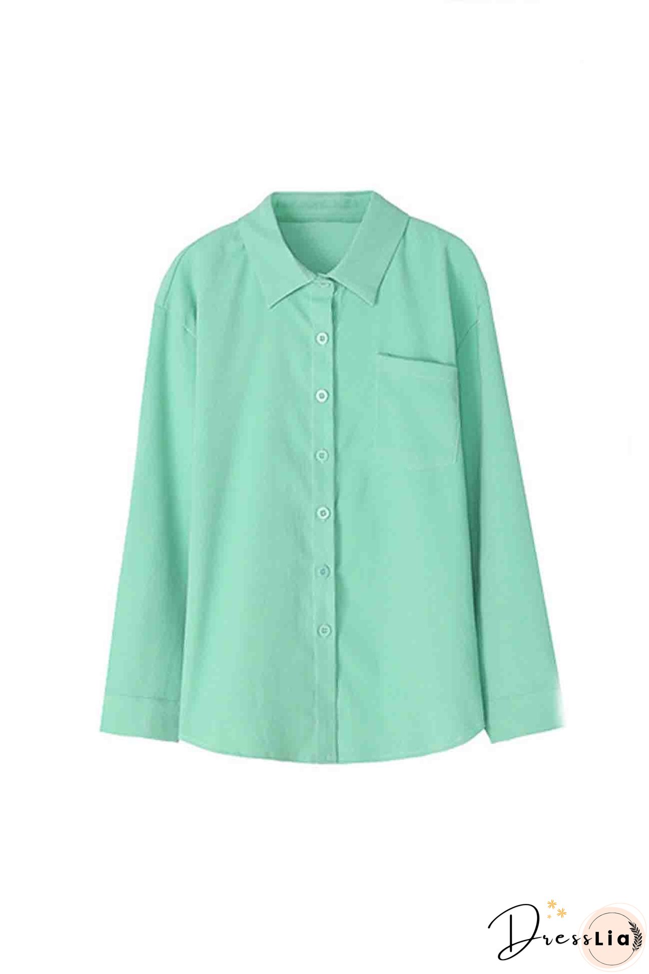 Corduroy Button Up Long Sleeve Blouse