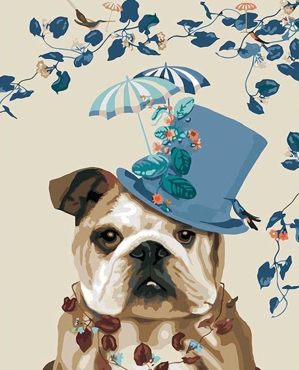 

Dog whit Blue Hat – Paint By Numbers - 40*50CM, 501 Original