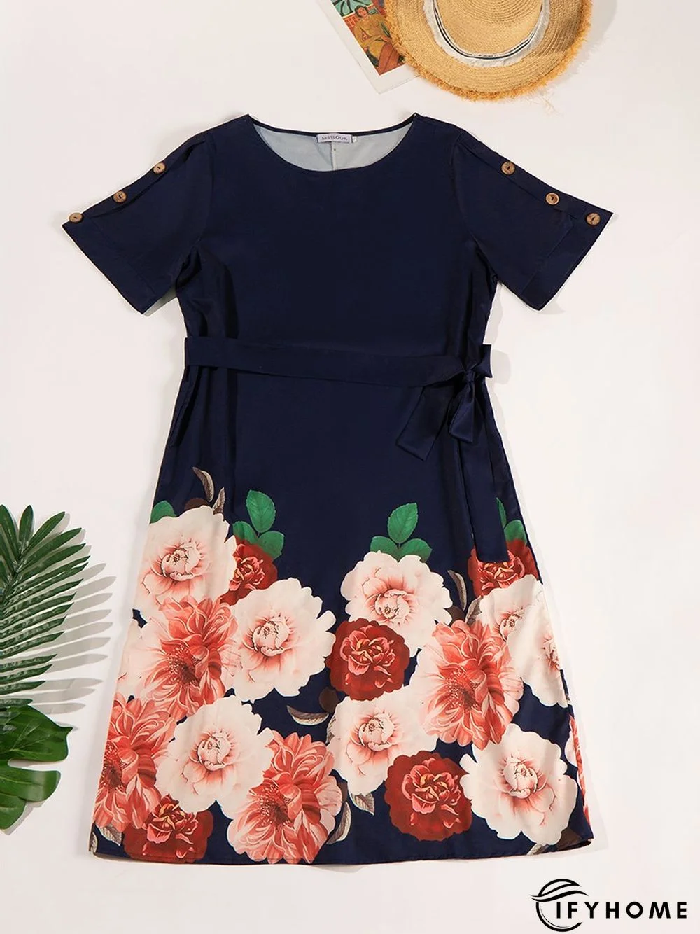 Round Neck Short Sleeve Weaving Dress | IFYHOME