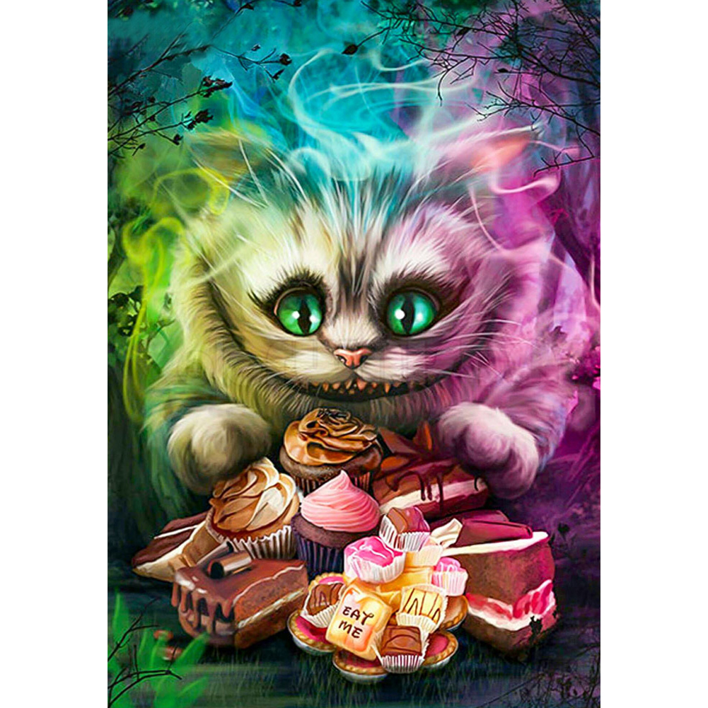 

30*40CM - Round Drill Diamond Painting - Smile Cat, 501 Original