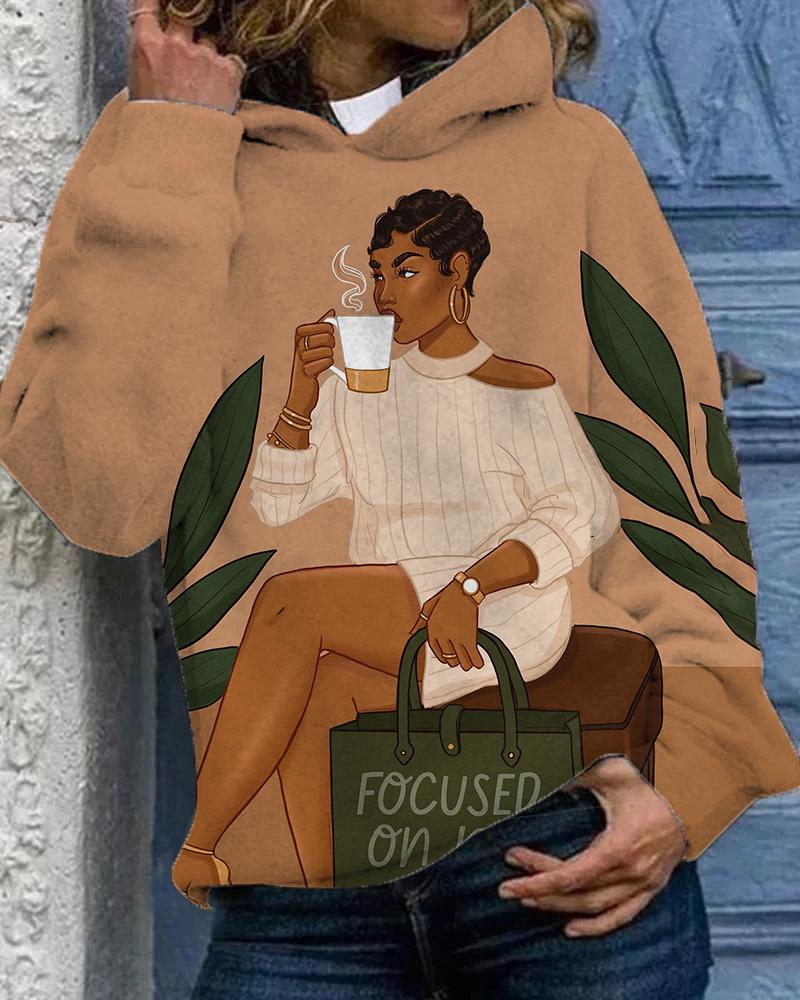 Focused On Me Coffee Women Long Sleeve Hoodie