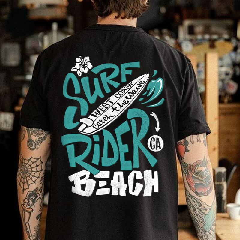 Unisex Surf Print Beach Vacation Retro Vintage T-shirt / [blueesa] /