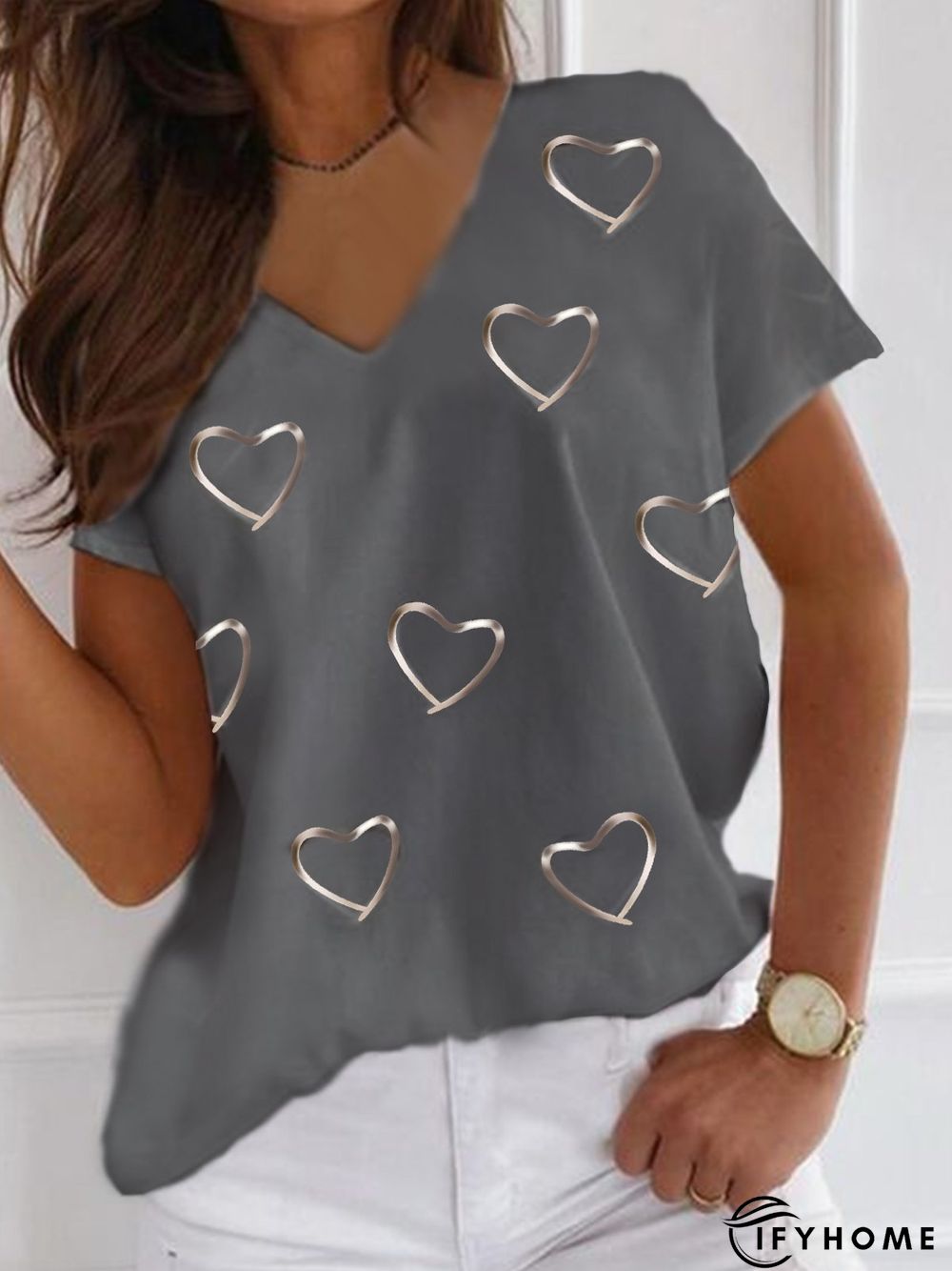Love Pattern Casual Color Block Shirts & Tops | IFYHOME