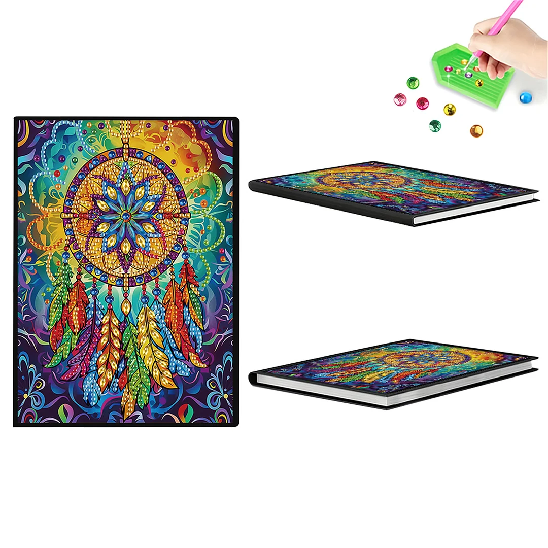 2pcs Patterns Partial DIY 50 Pages A5 Diamond Painting Notebook for Study Home