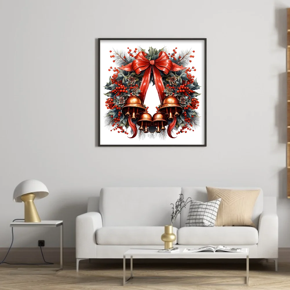 DIY Stamped Cross Stitch 18CT Full Embroidery 30*30cm - Christmas Wreath