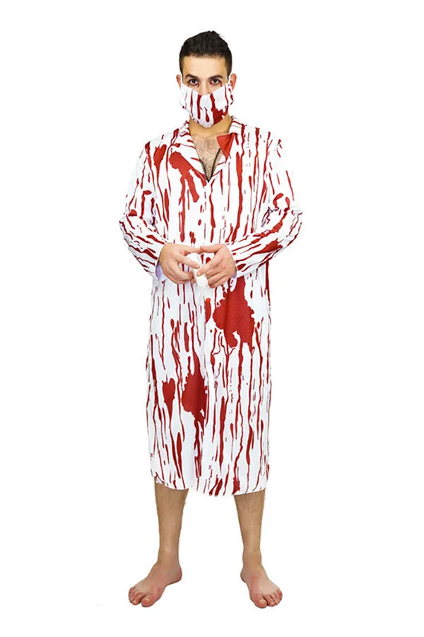 Halloween Cosplay Horror Bloody Zombie Doctor Nurse Costume For Men-elleschic