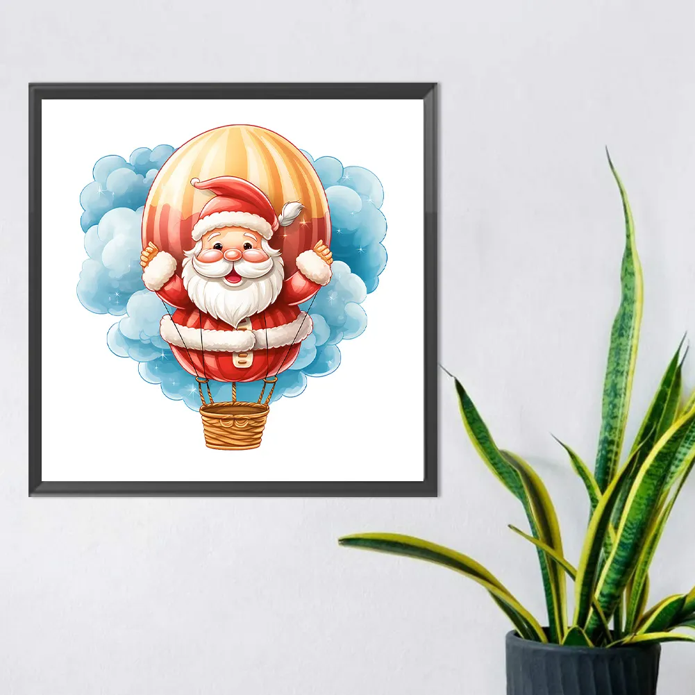 Full Round Diamond Painting 30*30cm - Hot Air Balloon Santa Claus
