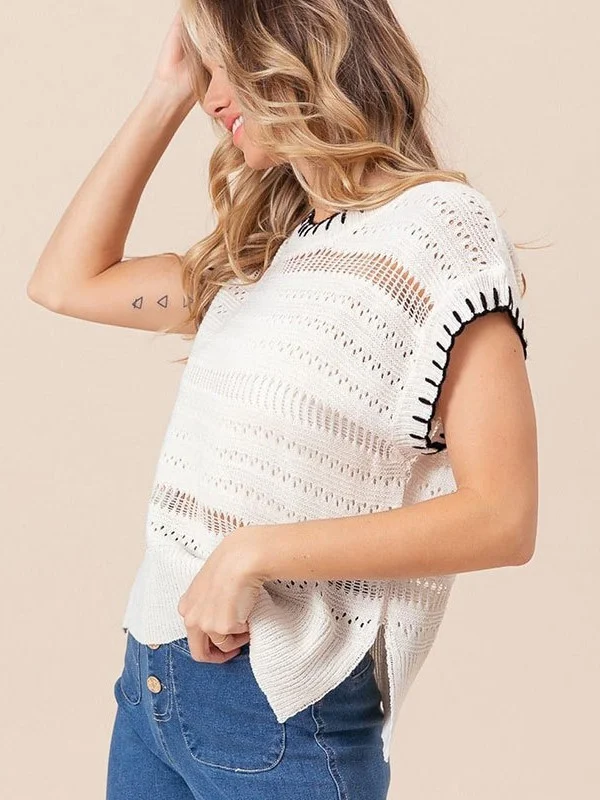 Athvotar Athvotar Short Beach Women's Hollow Knitting Line Bikini Hoodie