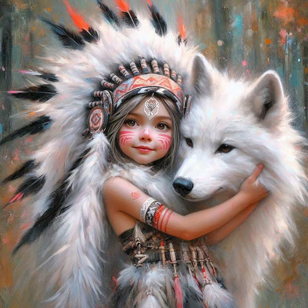 Indian Child 40*40cm(canvas) full round drill diamond painting