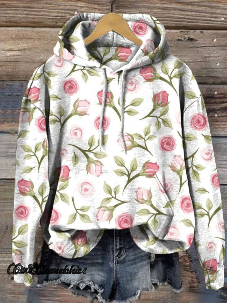 Vintage Art Print Casual Hoodie Sweatshirt Multicolor / S